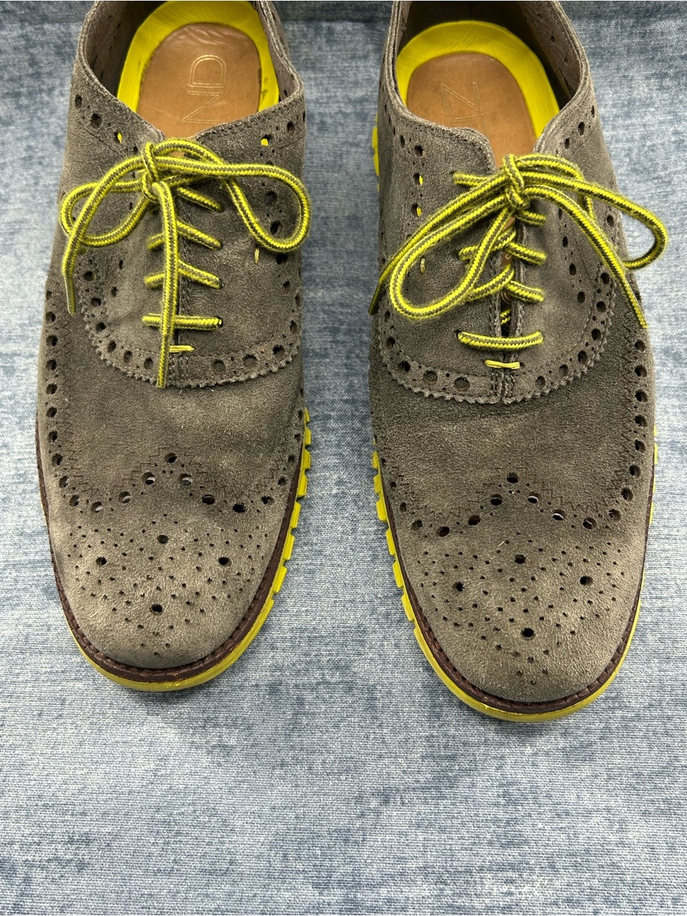 Cole Haan Zerogrand wingtip Oxford  lace up men’s 10.5M grey green suede modern - Picture 8 of 12